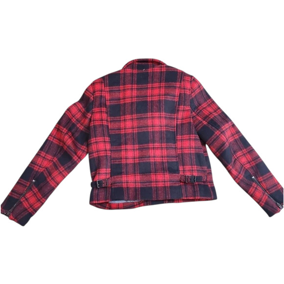 Gap Red Buffalo Plaid Women's Moto Jacket Size: M NEW - Picture 8 of 10
